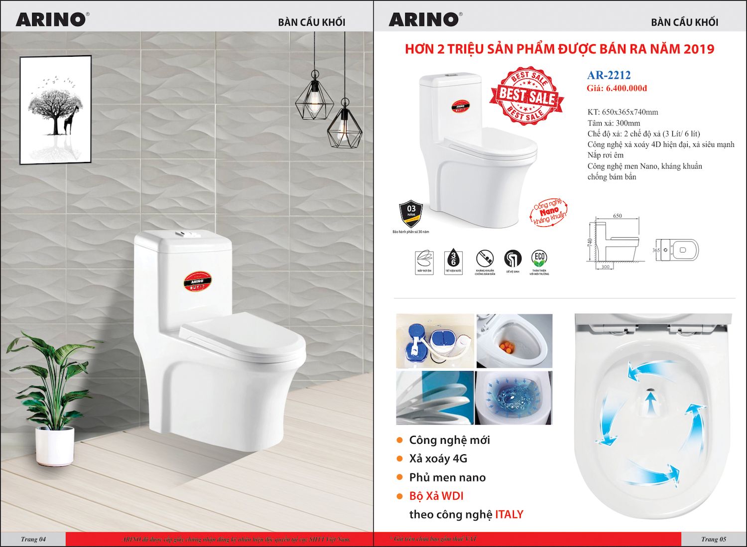 Thiết bị vệ sinh ARINO Catalogue và Bảng giá mới nhất /Page 3